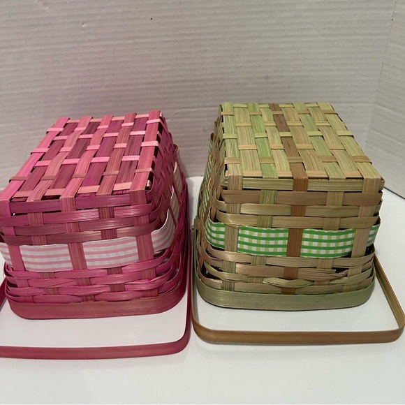 Lot of 2 woven baskets with handles - Picture 2 of 9